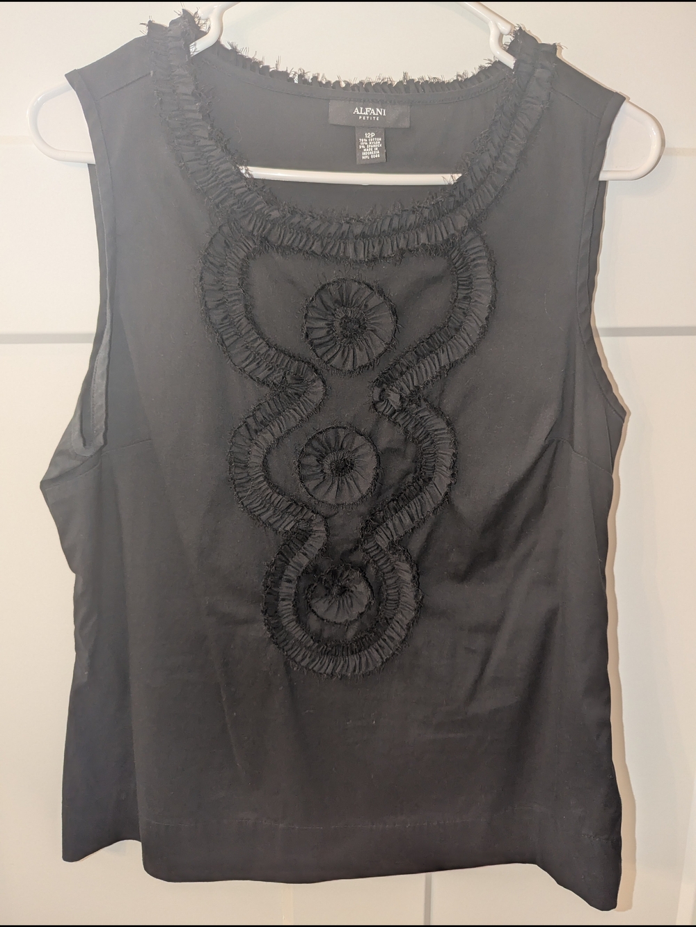 Alfani Black Sleeveless Floral Applique Camisole